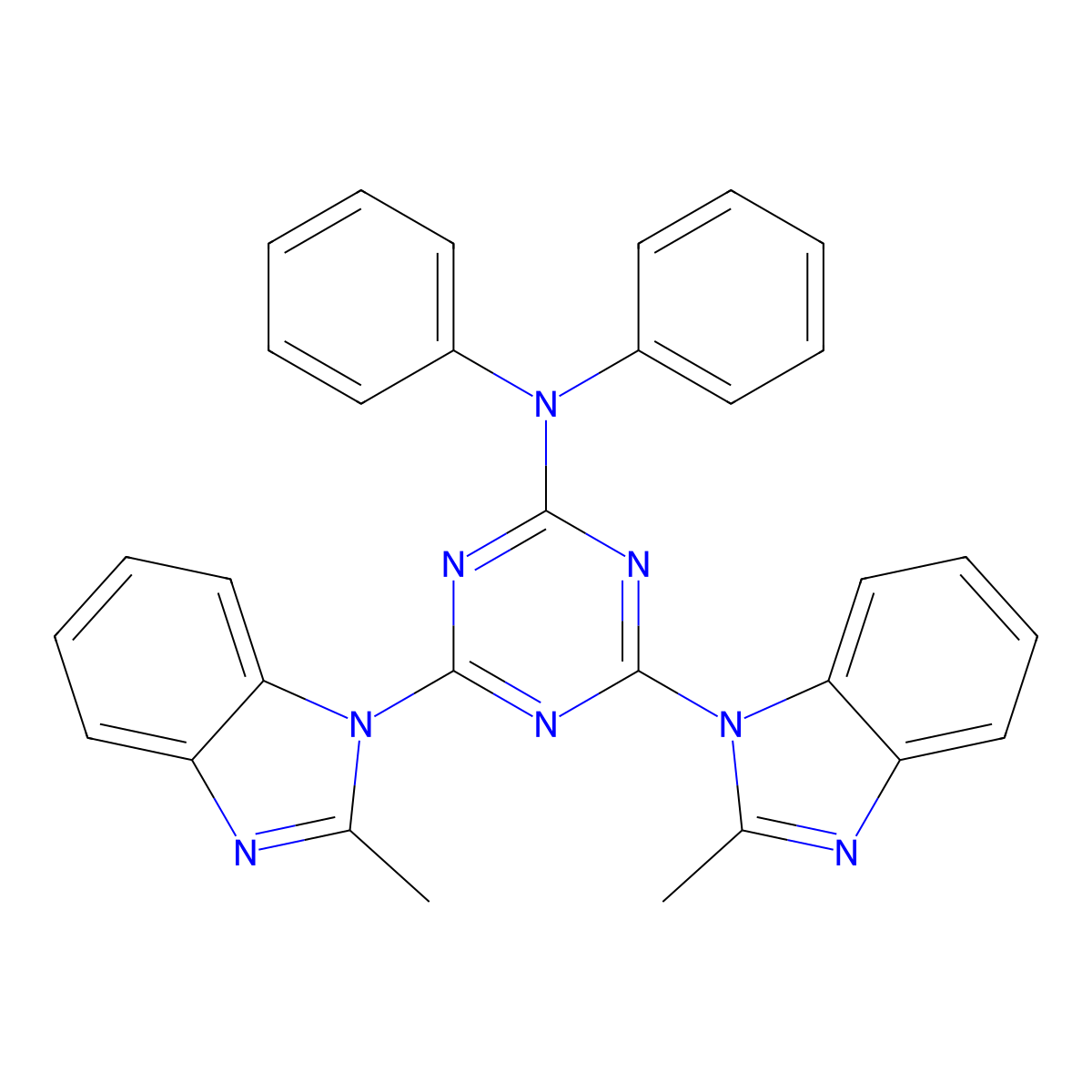 4,6-bis(2-methyl-1H-benzimidazol-1-yl)-N,N-diphenyl-1,3,5-triazin-2-amine molecular structure, CAS 312287-73-3