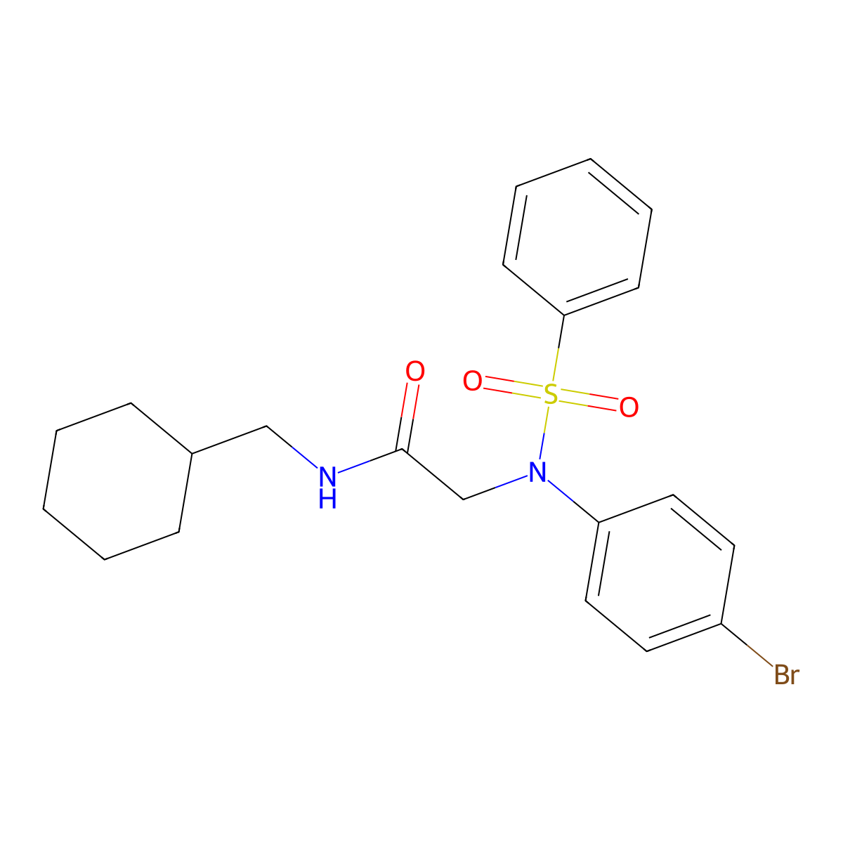 2-[(4-Bromophenyl)(phenylsulfonyl)amino]-N-(cyclohexylmethyl)acetamide molecular structure, CAS 312288-26-9