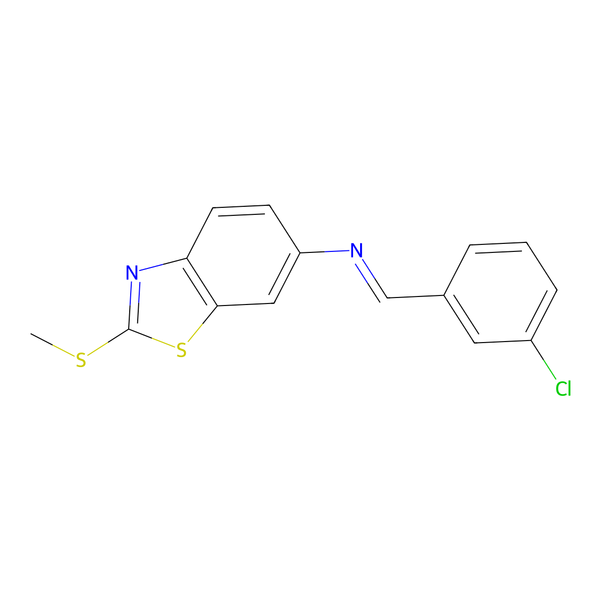 1-(3-chlorophenyl)-N-(2-methylsulfanyl-1,3-benzothiazol-6-yl)methanimine molecular structure, CAS 312288-33-8