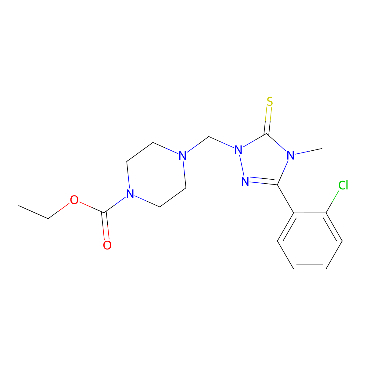ethyl 4-{[3-(2-chlorophenyl)-4-methyl-5-thioxo-4,5-dihydro-1H-1,2,4-triazol-1-yl]methyl}piperazine-1-carboxylate molecular structure, CAS 312288-57-6