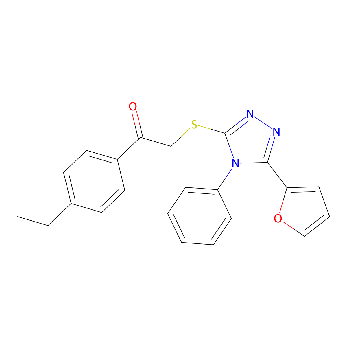 1-(4-ethylphenyl)-2-{[5-(furan-2-yl)-4-phenyl-4H-1,2,4-triazol-3-yl]sulfanyl}ethanone molecular structure, CAS 312289-16-0