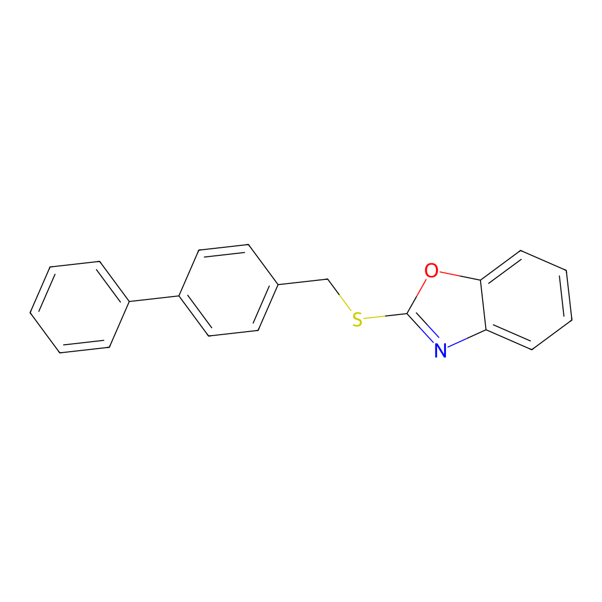 2-[(4-Phenylphenyl)methylthio]benzoxazole molecular structure, CAS 312289-17-1