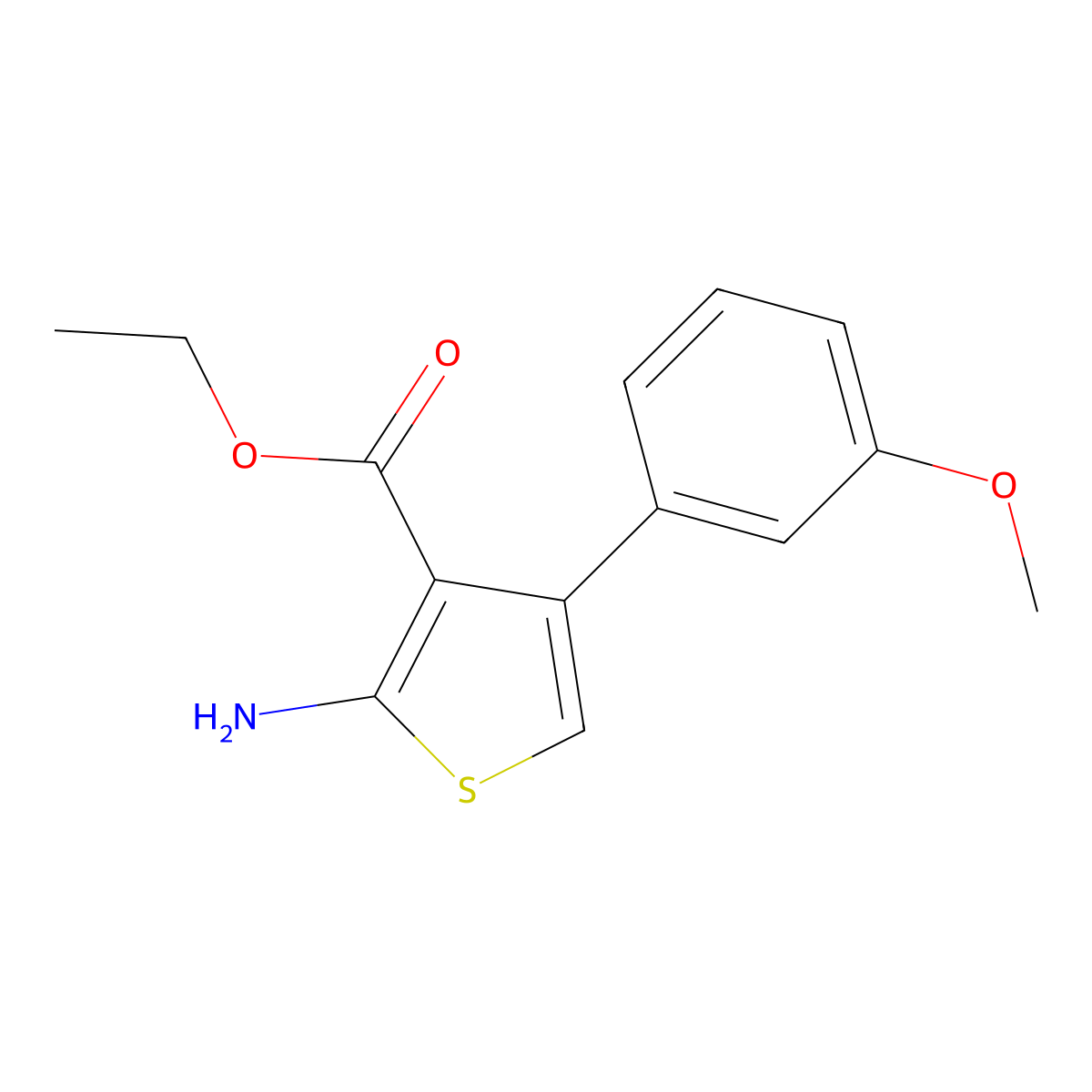 Ethyl 2-amino-4-(3-methoxyphenyl)thiophene-3-carboxylate molecular structure, CAS 312289-23-9