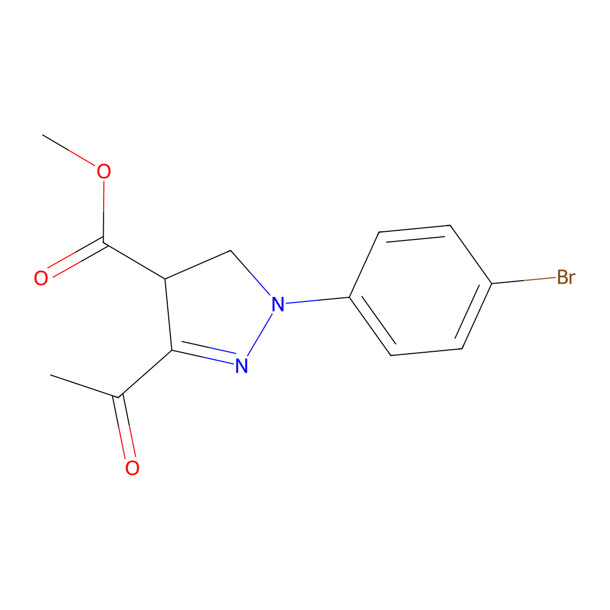 methyl 3-acetyl-1-(4-bromophenyl)-4,5-dihydro-1H-pyrazole-4-carboxylate molecular structure, CAS 312289-32-0