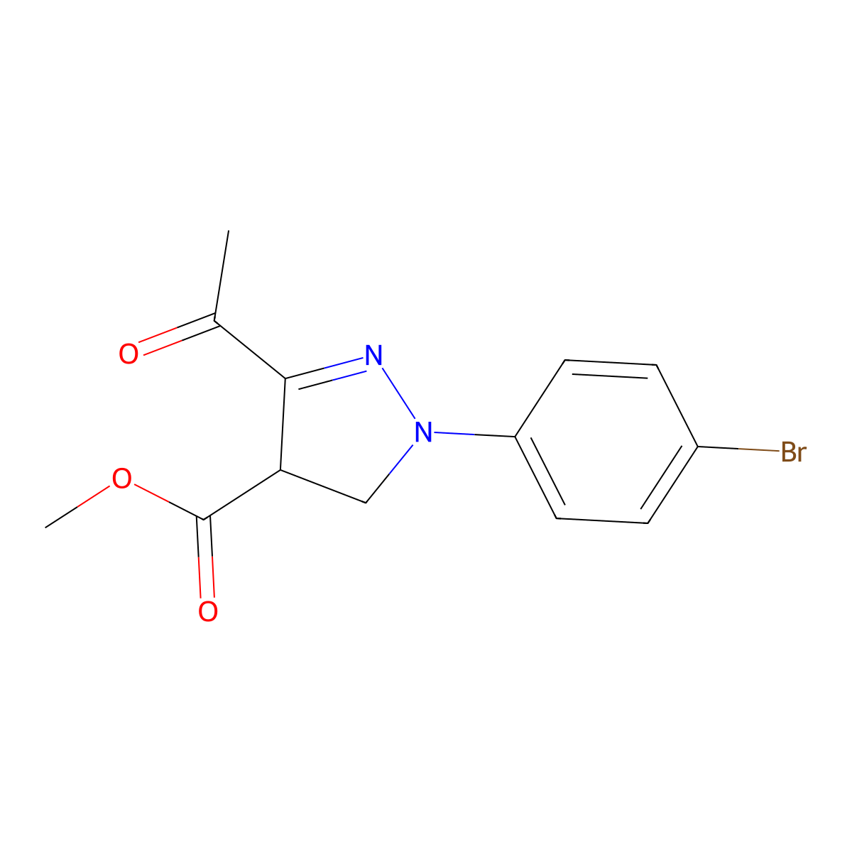 methyl 3-acetyl-1-(4-bromophenyl)-4,5-dihydro-1H-pyrazole-4-carboxylate molecular structure, CAS 312289-32-0