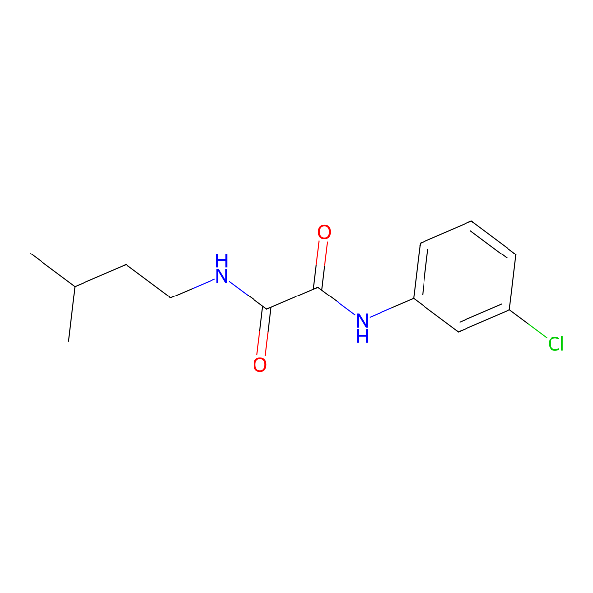 N'-(3-chlorophenyl)-N-(3-methylbutyl)oxamide molecular structure, CAS 312289-37-5