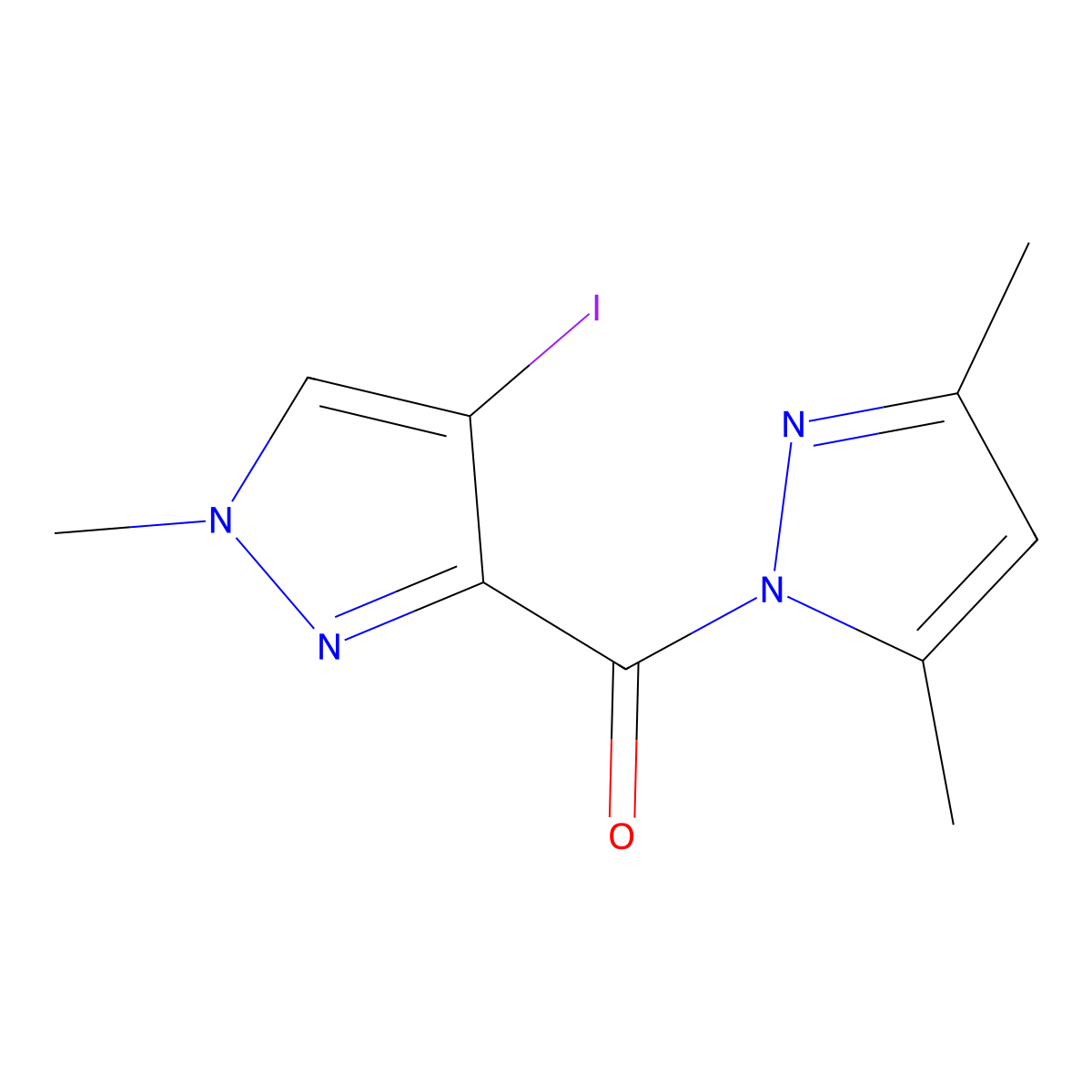 (3,5-Dimethylpyrazol-1-yl)-(4-iodo-1-methylpyrazol-3-yl)methanone molecular structure, CAS 312289-98-8