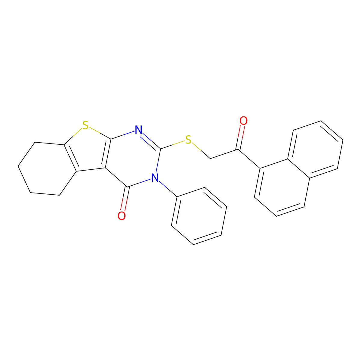 2-(2-Naphthalen-1-yl-2-oxoethyl)sulfanyl-3-phenyl-5,6,7,8-tetrahydro-[1]benzothiolo[2,3-d]pyrimidin-4-one molecular structure, CAS 312290-05-4