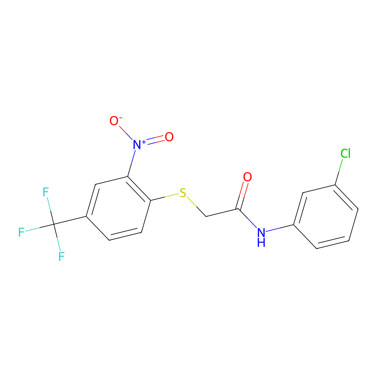 N-(3-chlorophenyl)-2-[2-nitro-4-(trifluoromethyl)phenyl]sulfanylacetamide molecular structure, CAS 312290-37-2