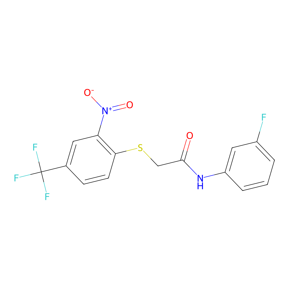 N-(3-fluorophenyl)-2-{[2-nitro-4-(trifluoromethyl)phenyl]sulfanyl}acetamide molecular structure, CAS 312290-41-8