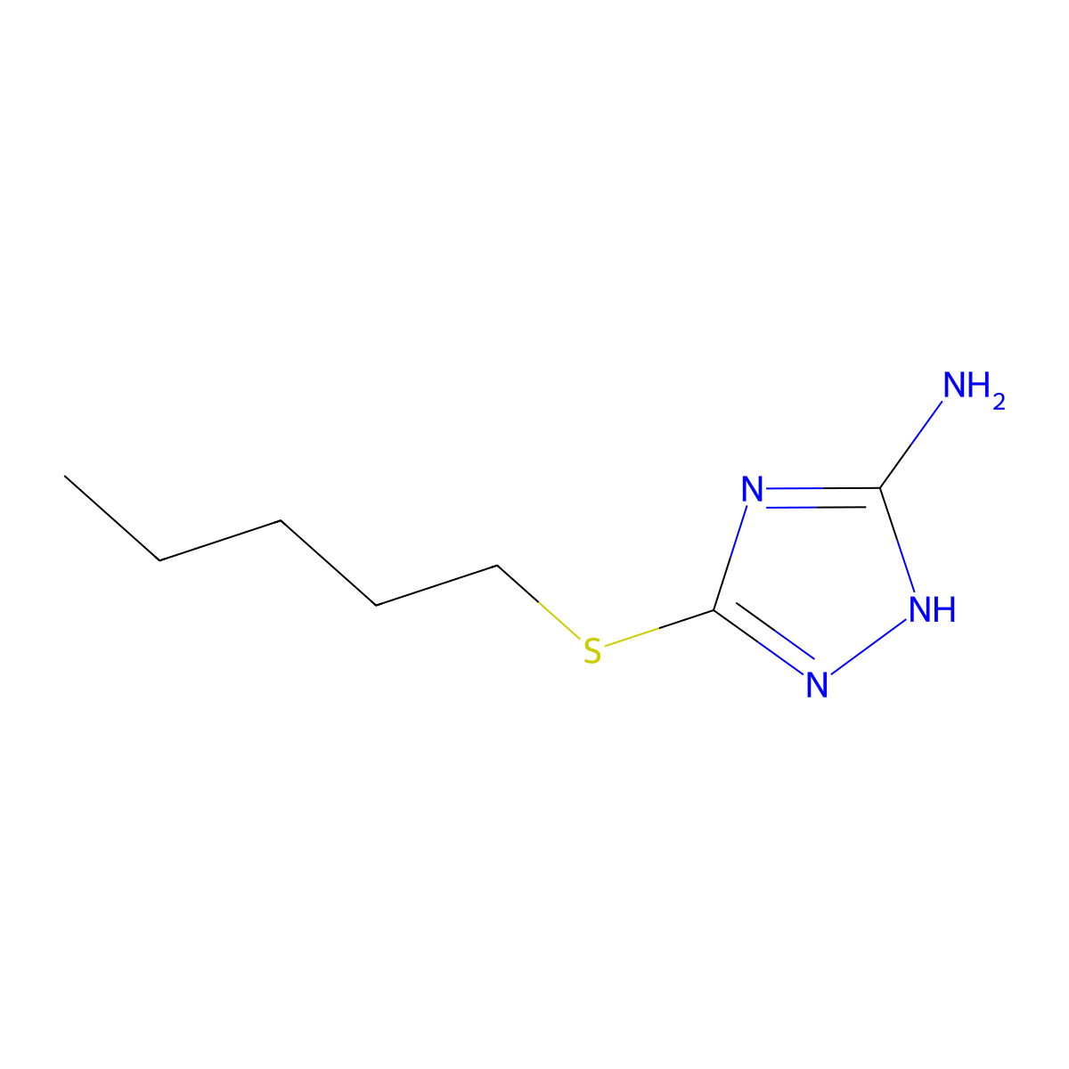 3-(pentylsulfanyl)-1H-1,2,4-triazol-5-amine molecular structure, CAS 312290-44-1