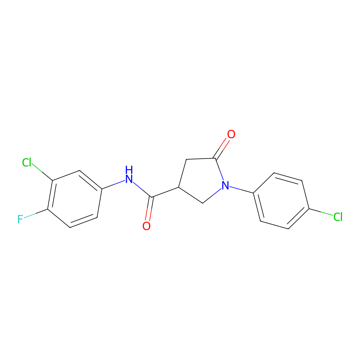 N-(3-chloro-4-fluorophenyl)-1-(4-chlorophenyl)-5-oxopyrrolidine-3-carboxamide molecular structure, CAS 312290-53-2