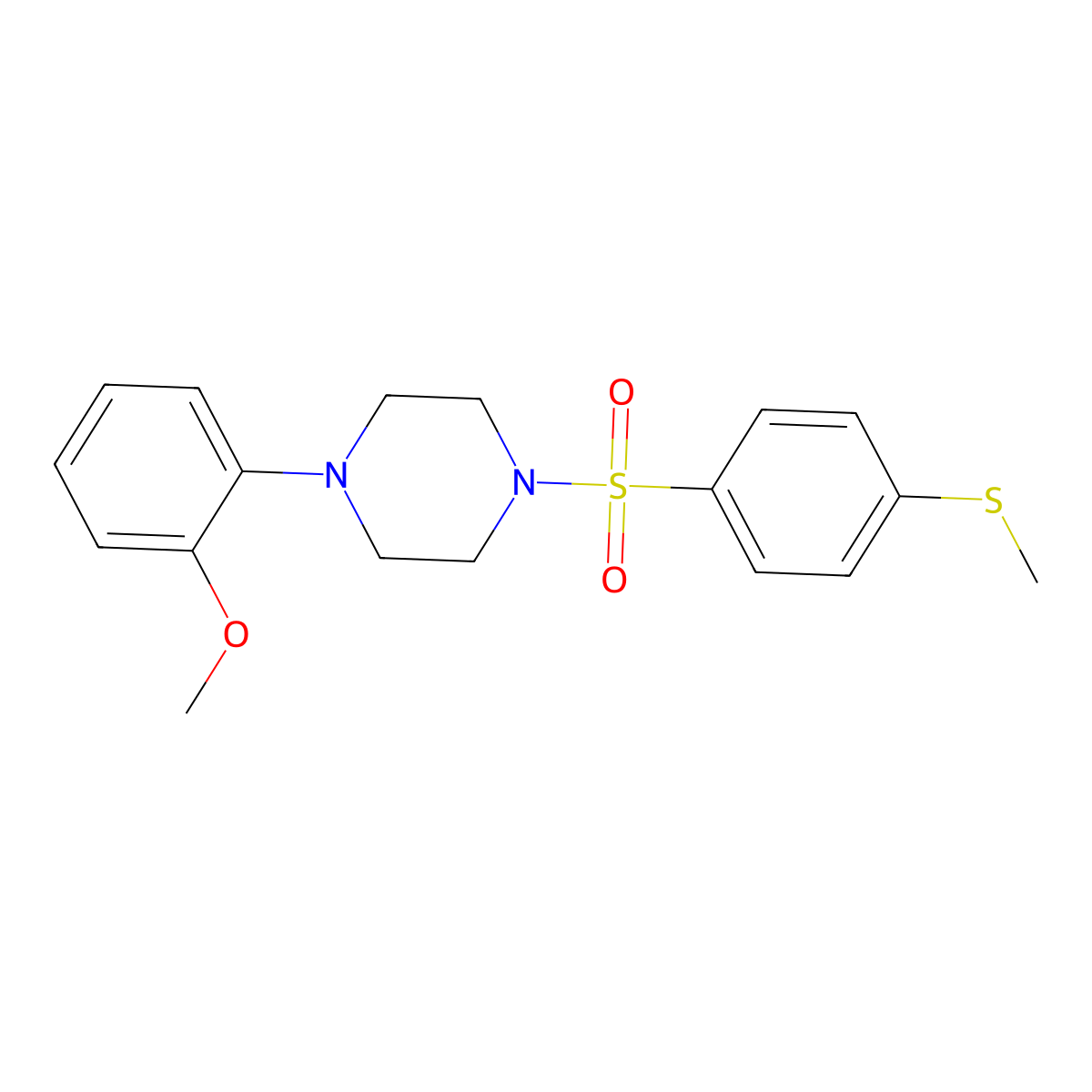 1-(2-Methoxyphenyl)-4-(4-methylsulfanylphenyl)sulfonylpiperazine molecular structure, CAS 312290-88-3