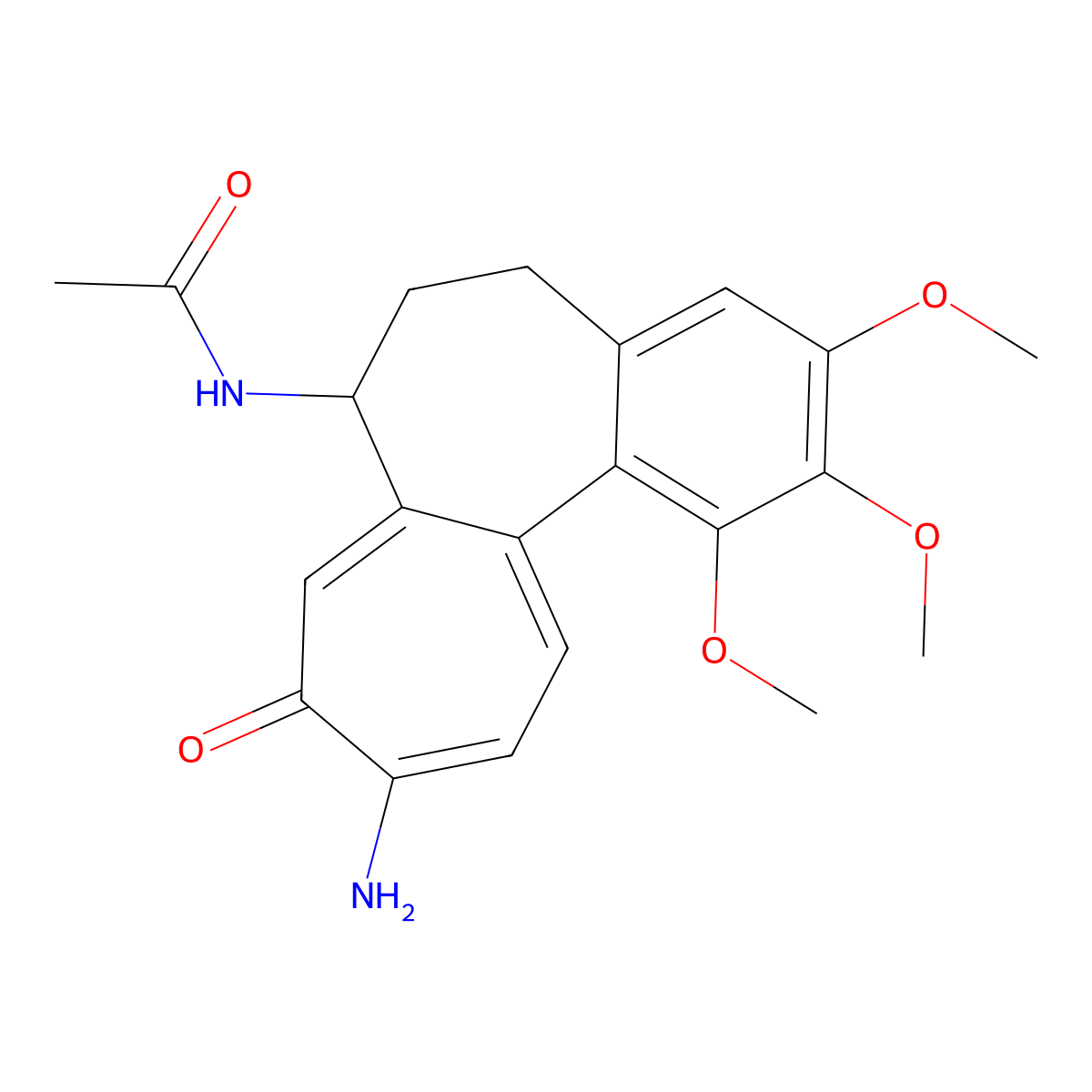 N-((7S)-10-Amino-5,6,7,9-tetrahydro-1,2,3-trimethoxy-9-oxobenzo(a)heptalen-7-yl)acetamide molecular structure, CAS 3123-89-5