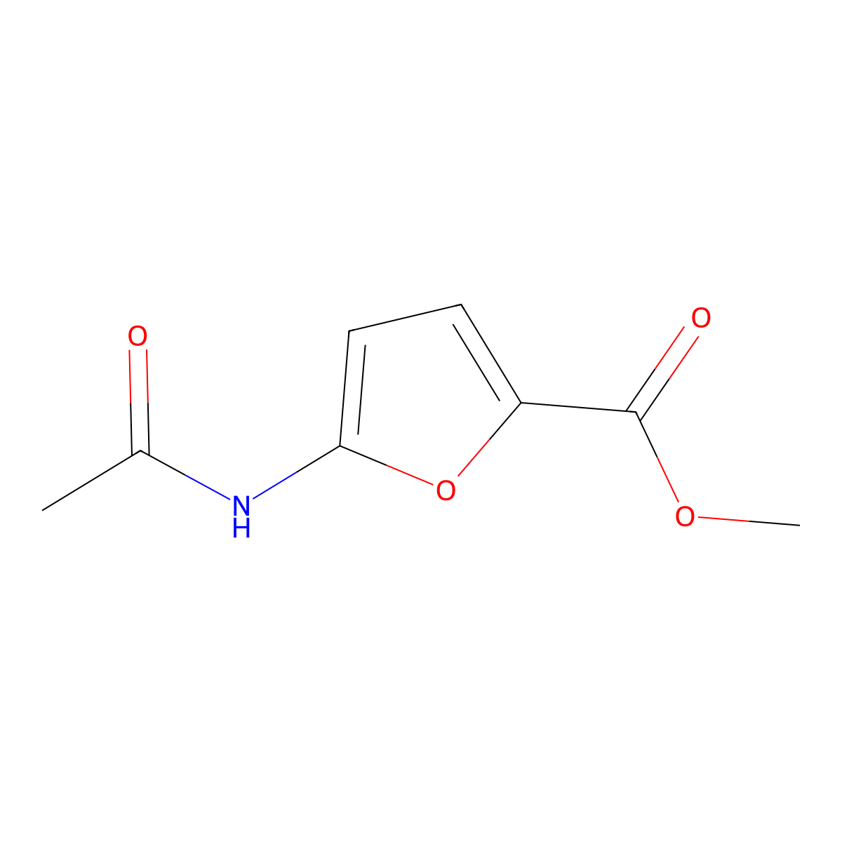 Acetamide, N-(2-methoxycarbonylfuryl)- molecular structure, CAS 31230-24-7