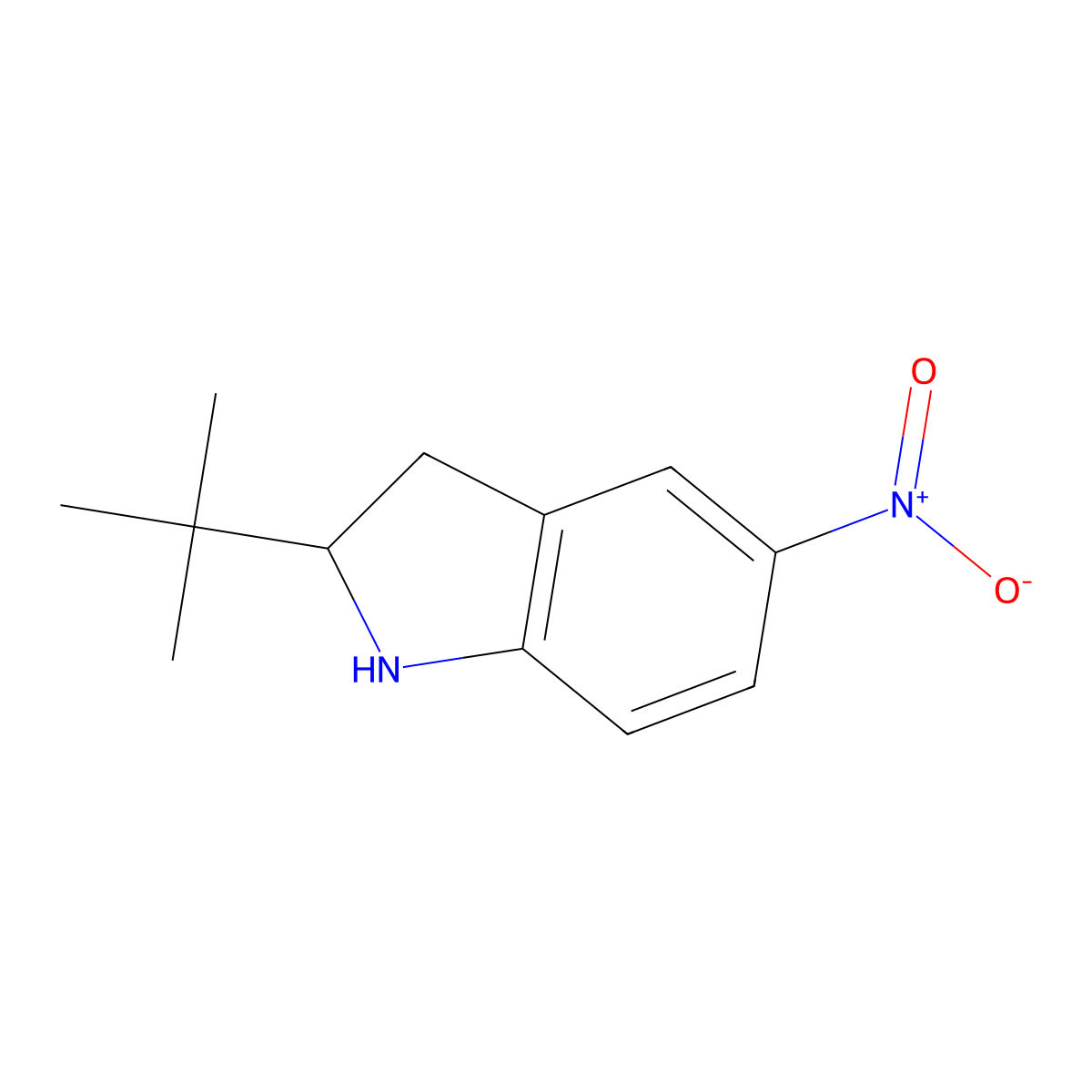 2-(tert-Butyl)-5-nitroindoline molecular structure, CAS 312306-35-7