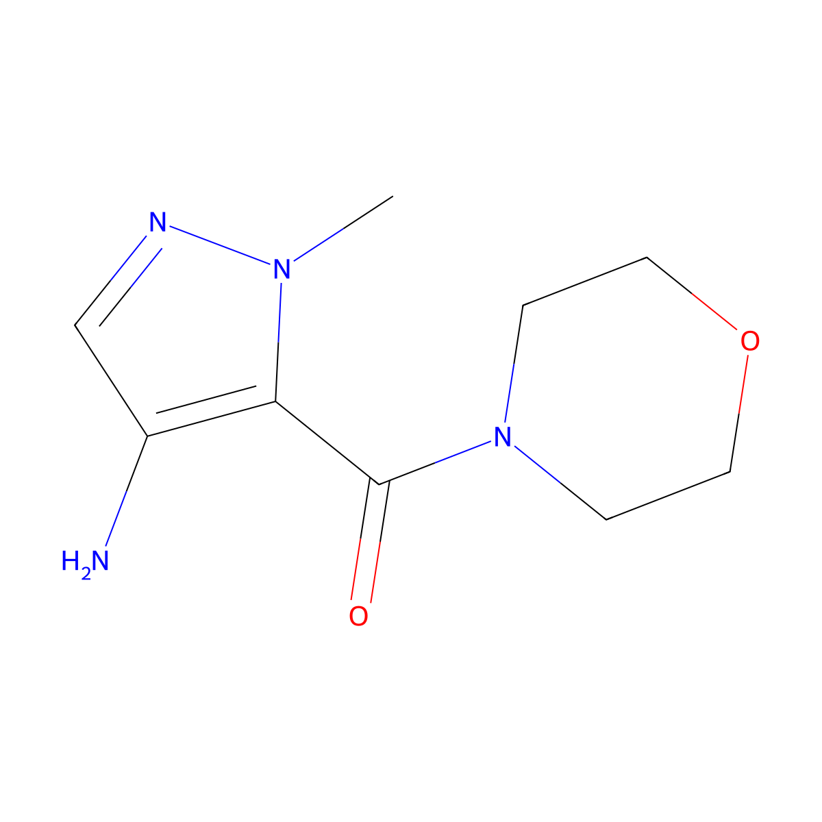 (4-Amino-2-methyl-2H-pyrazol-3-yl)-morpholin-4-yl-methanone molecular structure, CAS 312308-73-9