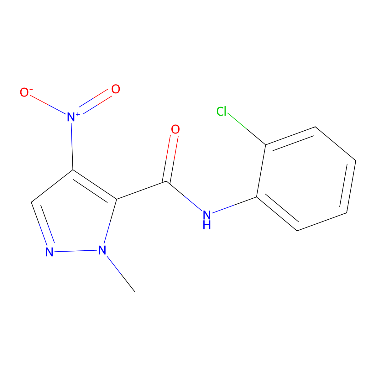 N-(2-Chlorophenyl)-1-methyl-4-nitro-1H-pyrazole-5-carboxamide molecular structure, CAS 312308-74-0