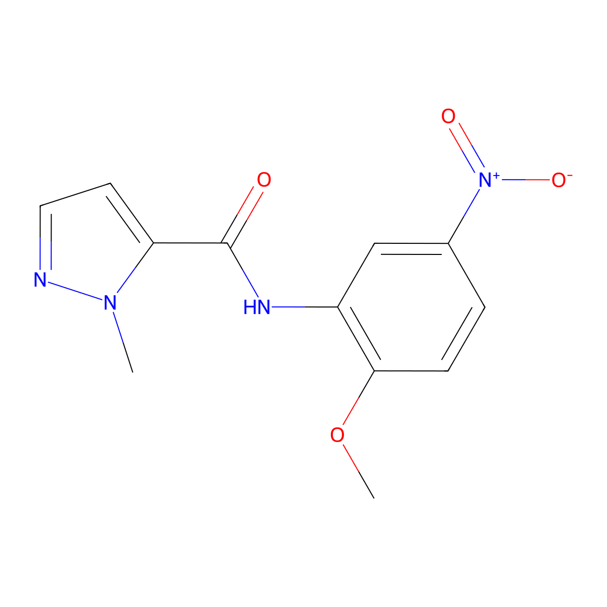 N-(2-methoxy-5-nitrophenyl)-1-methyl-1H-pyrazole-5-carboxamide molecular structure, CAS 312308-84-2