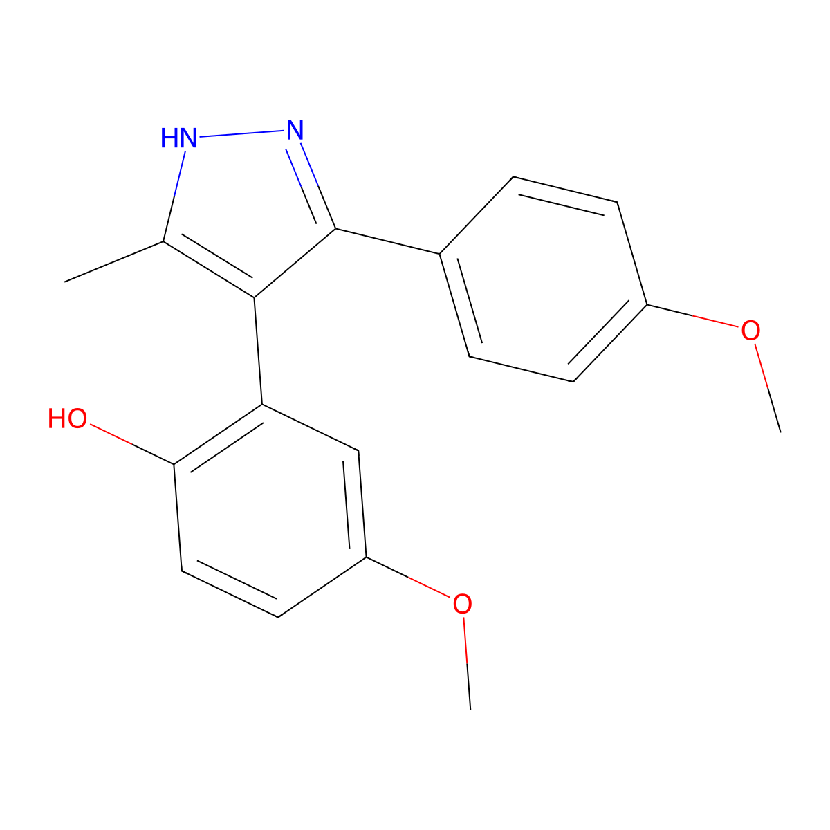 4-methoxy-2-[3-(4-methoxyphenyl)-5-methyl-1H-pyrazol-4-yl]phenol molecular structure, CAS 312308-91-1
