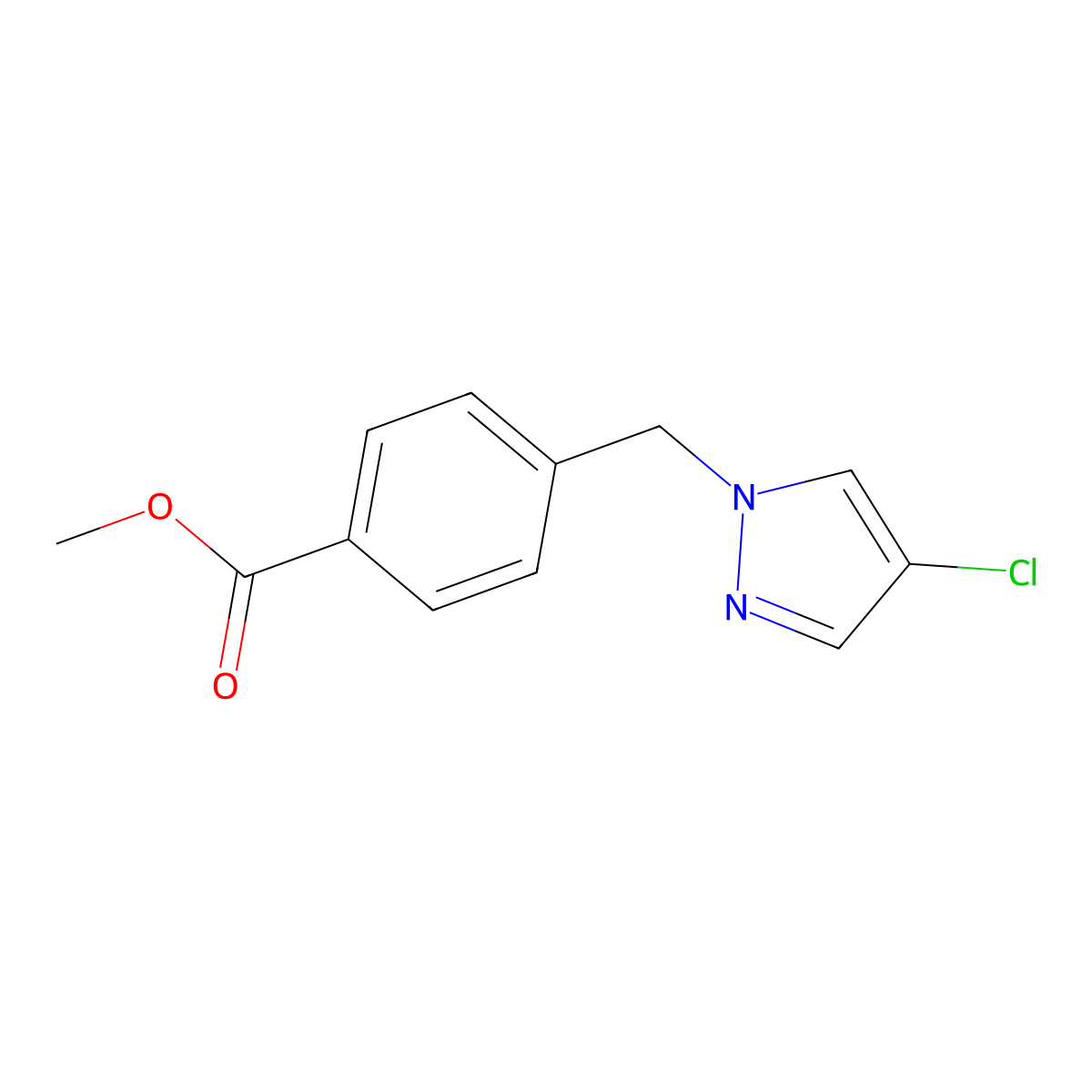 Methyl 4-((4-chloro-1H-pyrazol-1-yl)methyl)benzoate molecular structure, CAS 312308-94-4