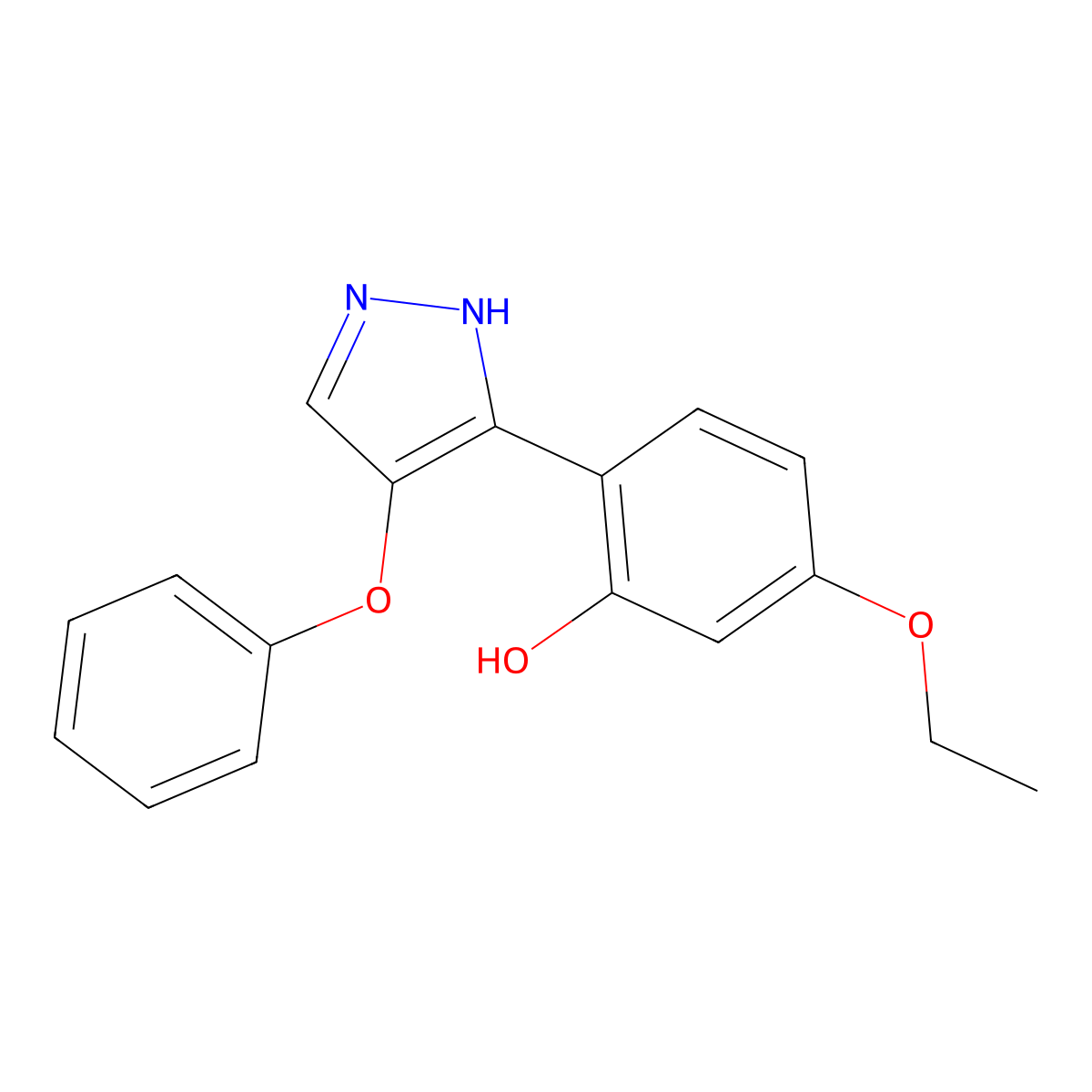 5-ethoxy-2-(4-phenoxy-1H-pyrazol-3-yl)phenol molecular structure, CAS 312308-95-5