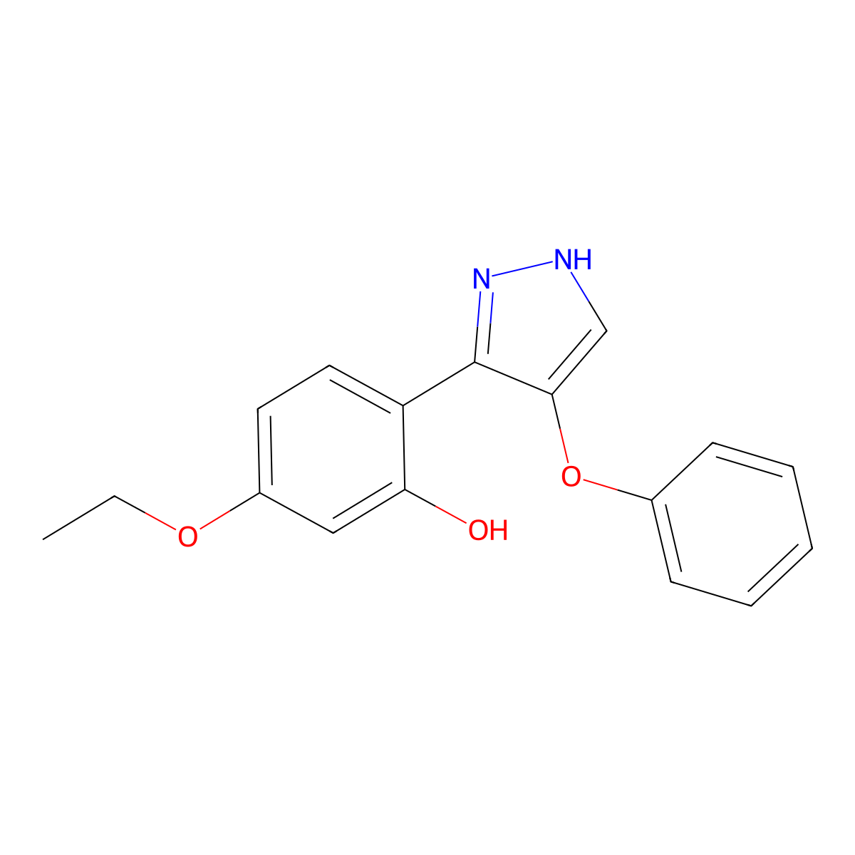 5-ethoxy-2-(4-phenoxy-1H-pyrazol-3-yl)phenol molecular structure, CAS 312308-95-5