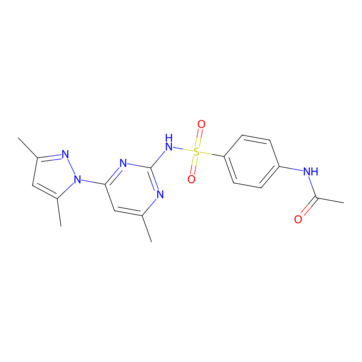 N-[4-[[4-(3,5-dimethylpyrazol-1-yl)-6-methylpyrimidin-2-yl]sulfamoyl]phenyl]acetamide molecular structure, CAS 312308-98-8