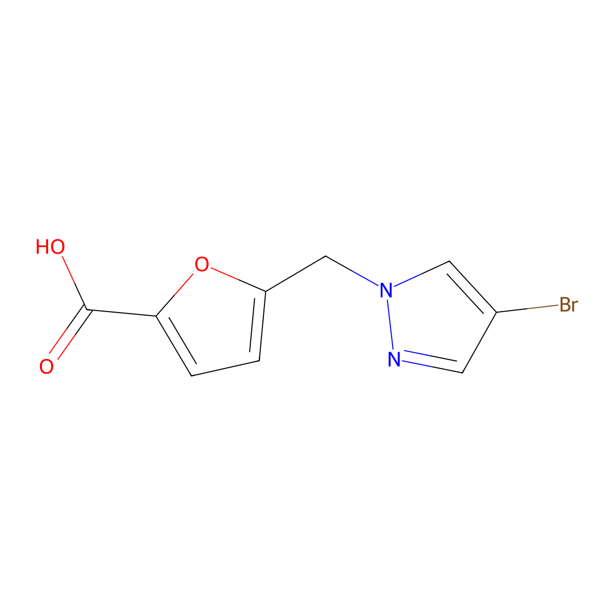 5-[(4-bromo-1H-pyrazol-1-yl)methyl]furan-2-carboxylic acid molecular structure, CAS 312308-99-9