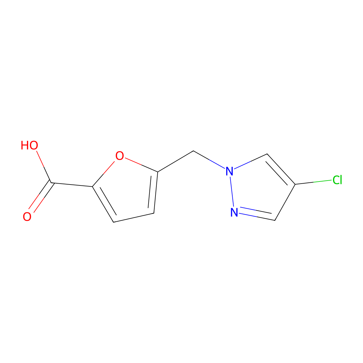 5-[(4-chloro-1H-pyrazol-1-yl)methyl]furan-2-carboxylic acid molecular structure, CAS 312309-03-8