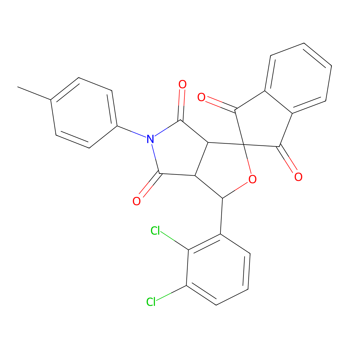 1-(2,3-dichlorophenyl)-5-(4-methylphenyl)spiro[3a,6a-dihydro-1H-furo[3,4-c]pyrrole-3,2'-indene]-1',3',4,6-tetrone molecular structure, CAS 312309-13-0