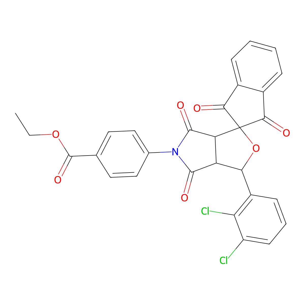 ethyl 4-[1-(2,3-dichlorophenyl)-1',3',4,6-tetraoxospiro[3a,6a-dihydro-1H-furo[3,4-c]pyrrole-3,2'-indene]-5-yl]benzoate molecular structure, CAS 312309-20-9