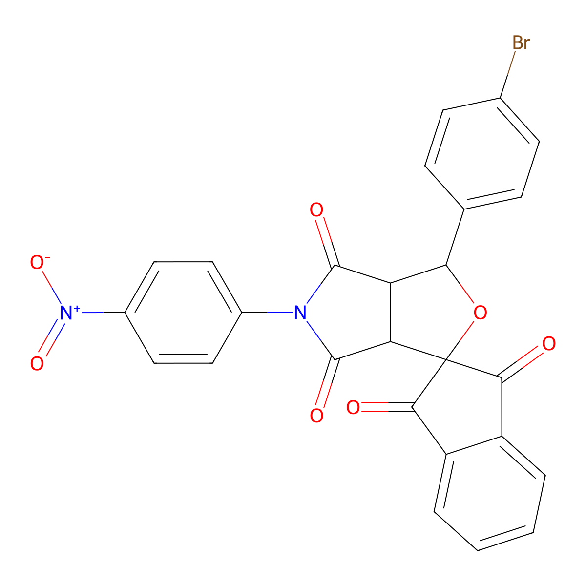 5-(4-nitrophenyl)-3-(4-bromophenyl)-1',3',4,6-tetraoxohexahydrospiro(1H-furo[3,4-c]pyrrole-1,2'-indane) molecular structure, CAS 312309-22-1