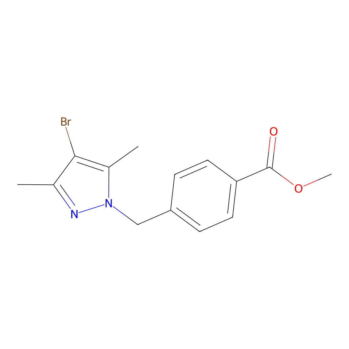 Methyl 4-[(4-bromo-3,5-dimethyl-1H-pyrazol-1-yl)methyl]benzoate molecular structure, CAS 312309-32-3