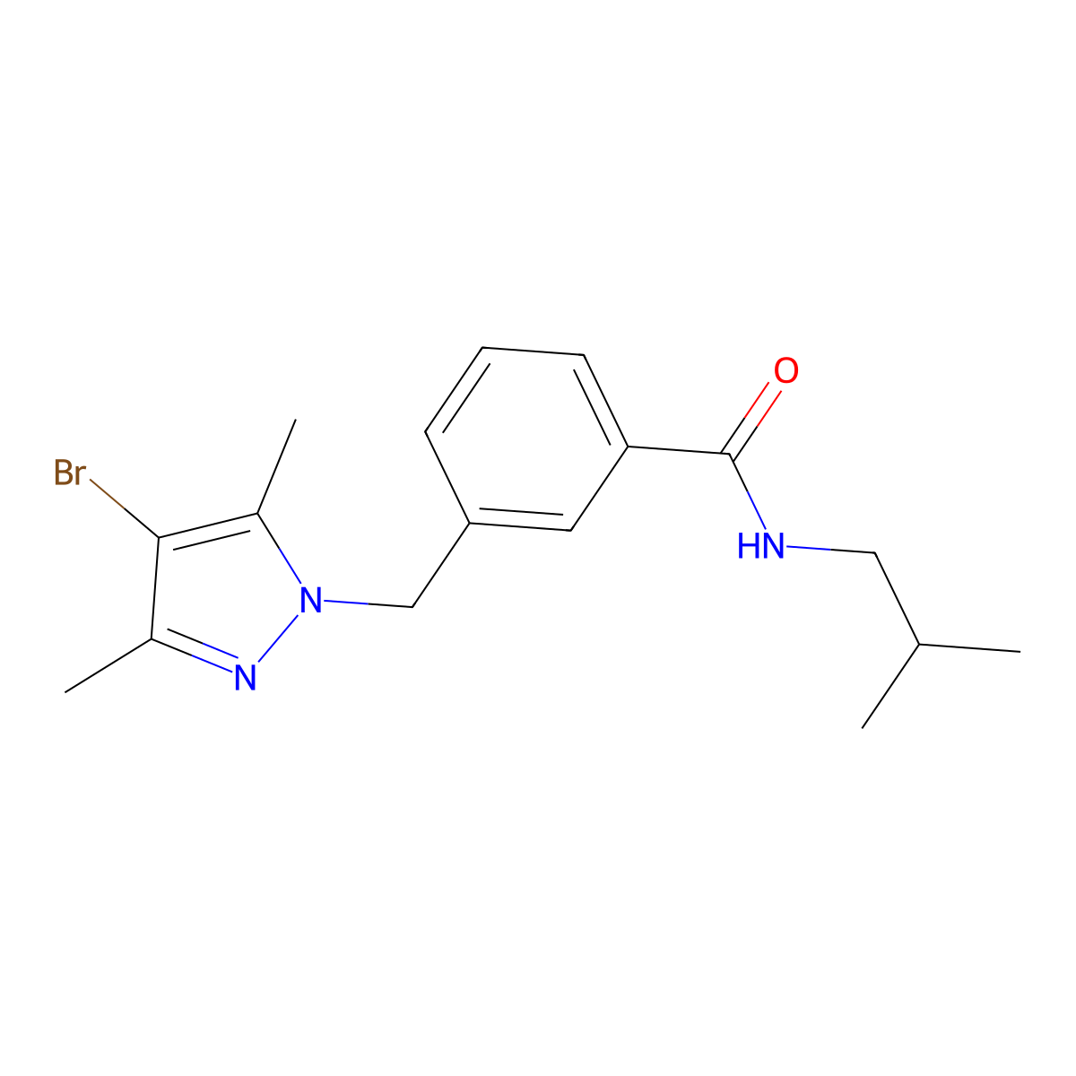 3-((4-Bromo-3,5-dimethyl-1H-pyrazol-1-yl)methyl)-N-(2-methylpropyl)benzamide molecular structure, CAS 312309-35-6