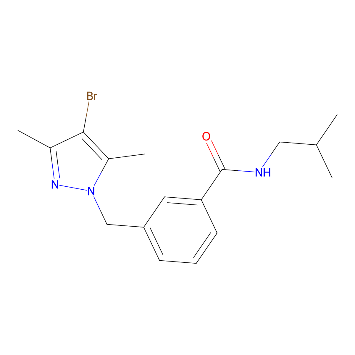 3-((4-Bromo-3,5-dimethyl-1H-pyrazol-1-yl)methyl)-N-(2-methylpropyl)benzamide molecular structure, CAS 312309-35-6