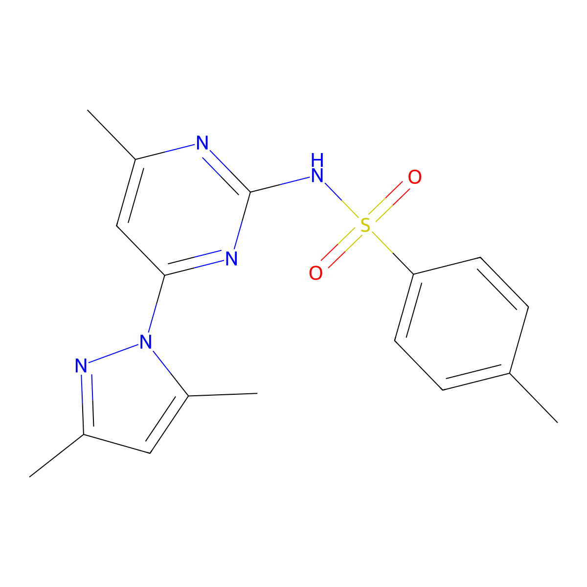 N-[4-(3,5-dimethylpyrazol-1-yl)-6-methylpyrimidin-2-yl]-4-methylbenzenesulfonamide molecular structure, CAS 312309-50-5