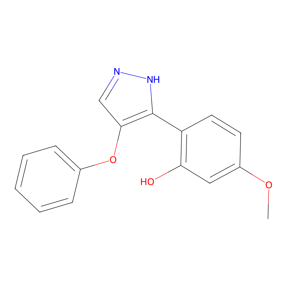 5-methoxy-2-(4-phenoxy-1H-pyrazol-3-yl)phenol molecular structure, CAS 312309-70-9