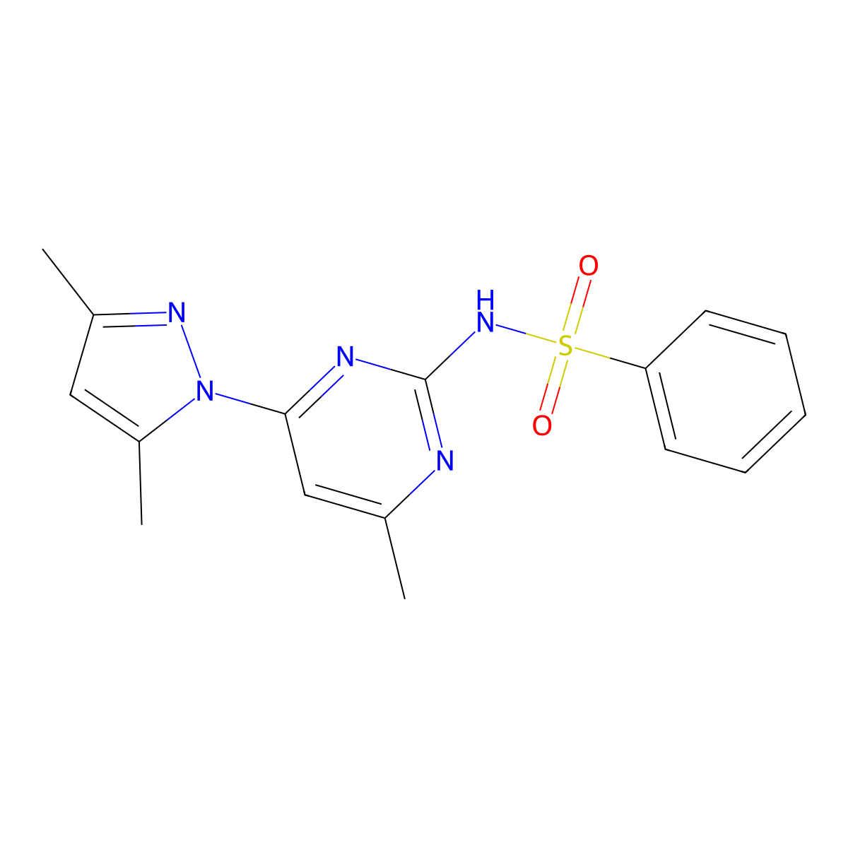 N-[4-(3,5-dimethylpyrazol-1-yl)-6-methylpyrimidin-2-yl]benzenesulfonamide molecular structure, CAS 312309-90-3