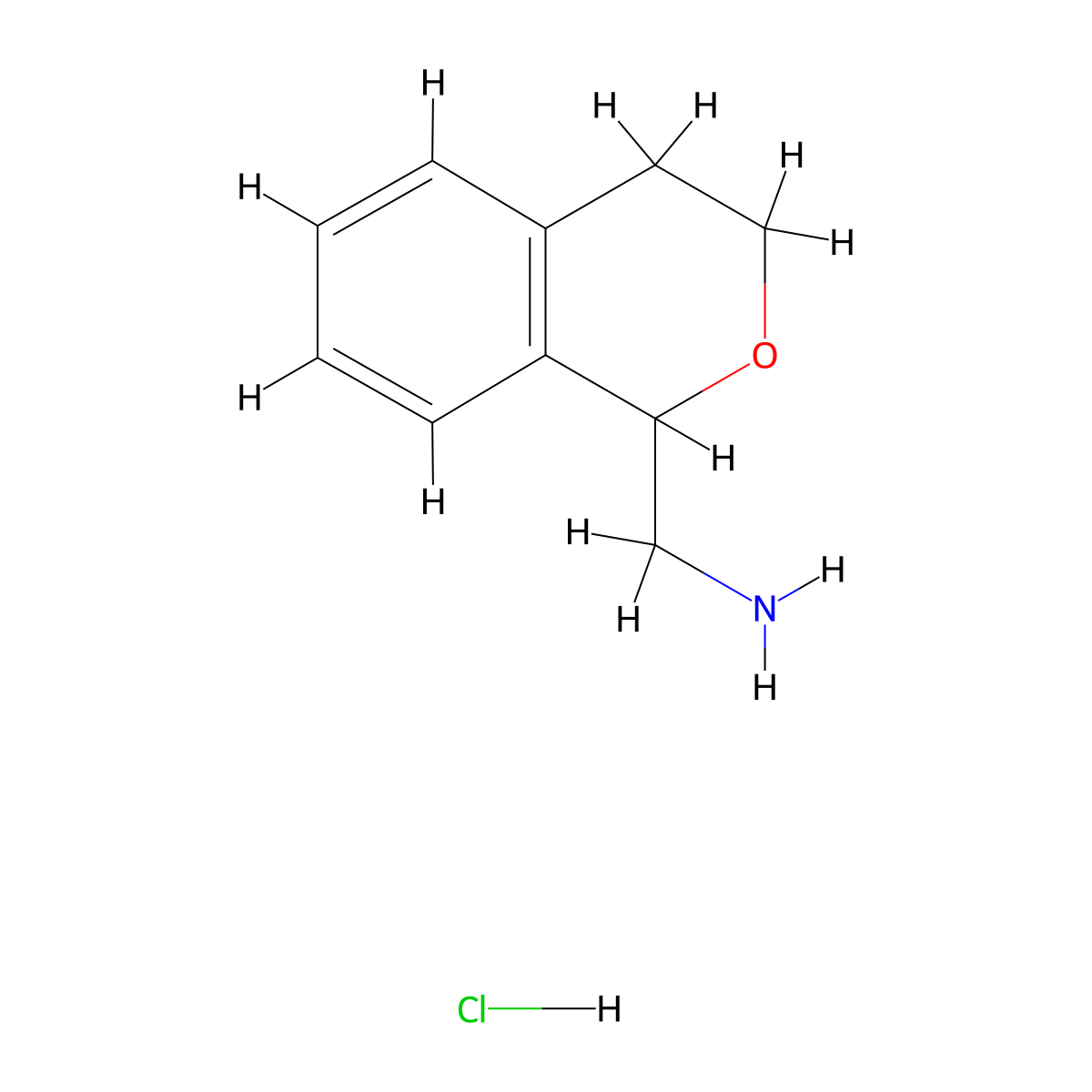 (3,4-dihydro-1H-2-benzopyran-1-yl)methanamine hydrochloride molecular structure, CAS 31231-57-9