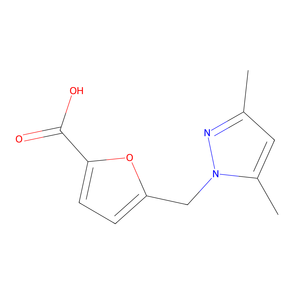 5-[(3,5-dimethyl-1H-pyrazol-1-yl)methyl]-2-furoic acid molecular structure, CAS 312310-14-8
