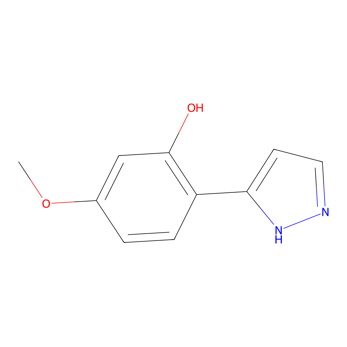5-Methoxy-2-(1H-pyrazol-5-yl)phenol molecular structure, CAS 312310-33-1