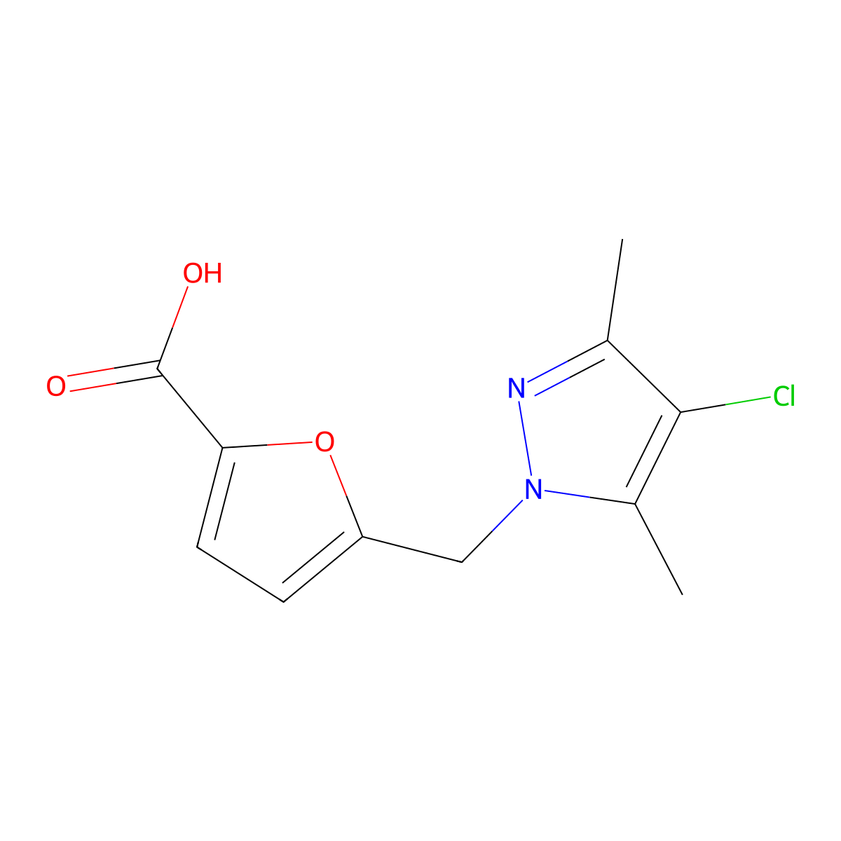 5-[(4-Chloro-3,5-dimethyl-1H-pyrazol-1-yl)methyl]-2-furoic acid molecular structure, CAS 312310-61-5