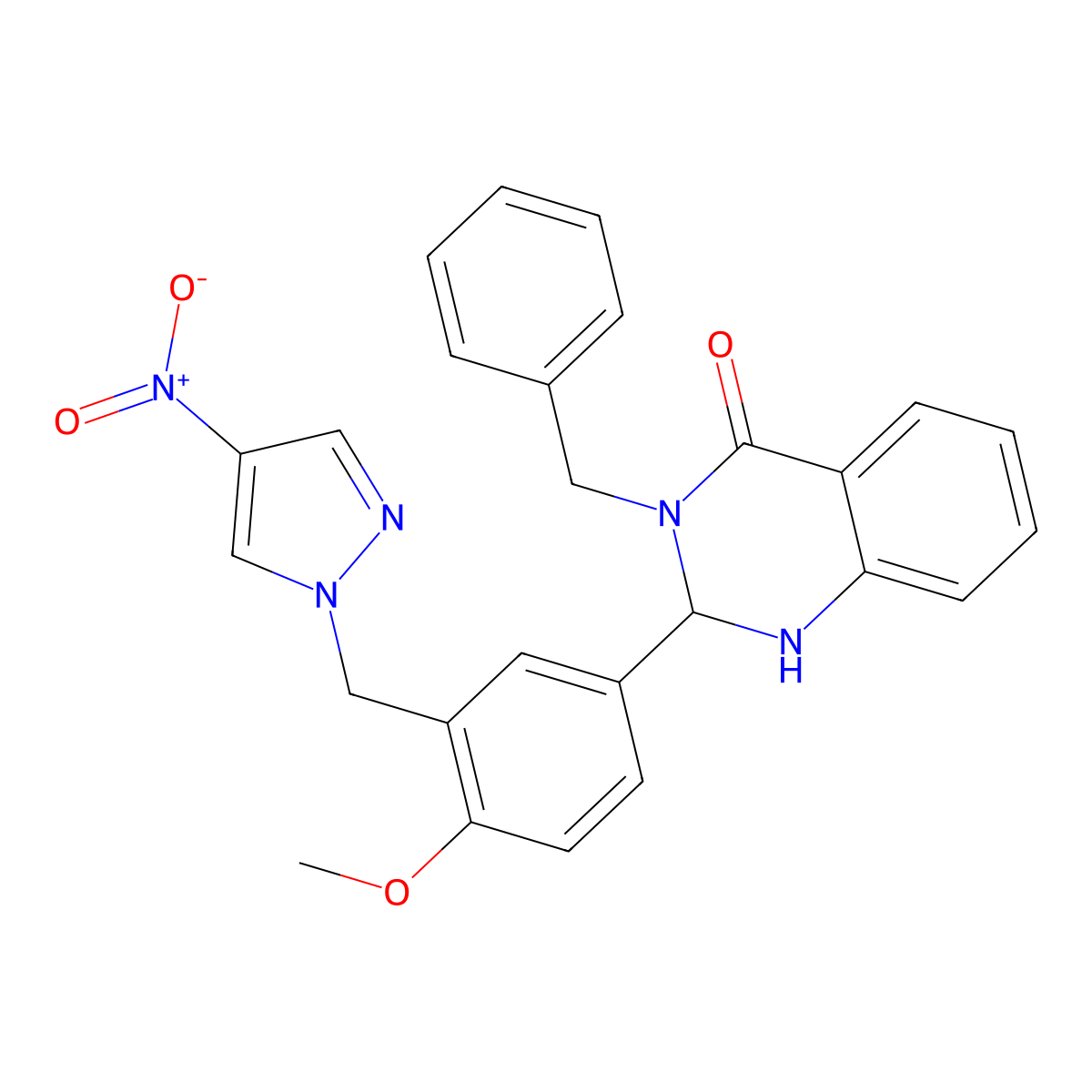 3-Benzyl-2-[4-methoxy-3-[(4-nitropyrazol-1-yl)methyl]phenyl]-1,2-dihydroquinazolin-4-one molecular structure, CAS 312310-72-8
