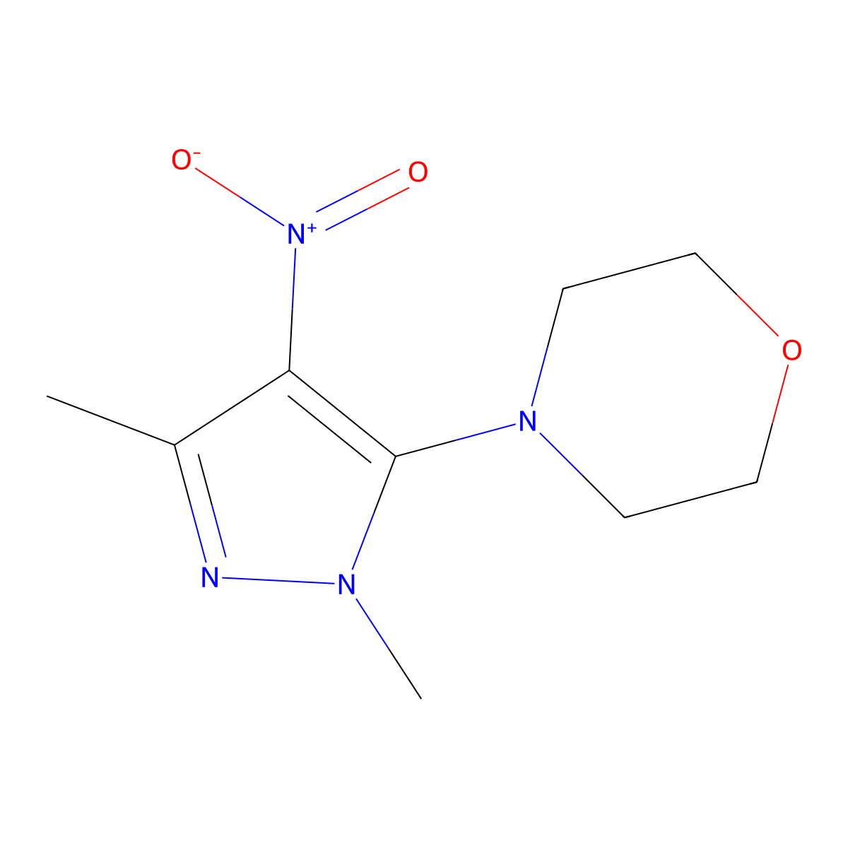 4-(2,5-Dimethyl-4-nitro-pyrazol-3-yl)morpholine molecular structure, CAS 312311-18-5
