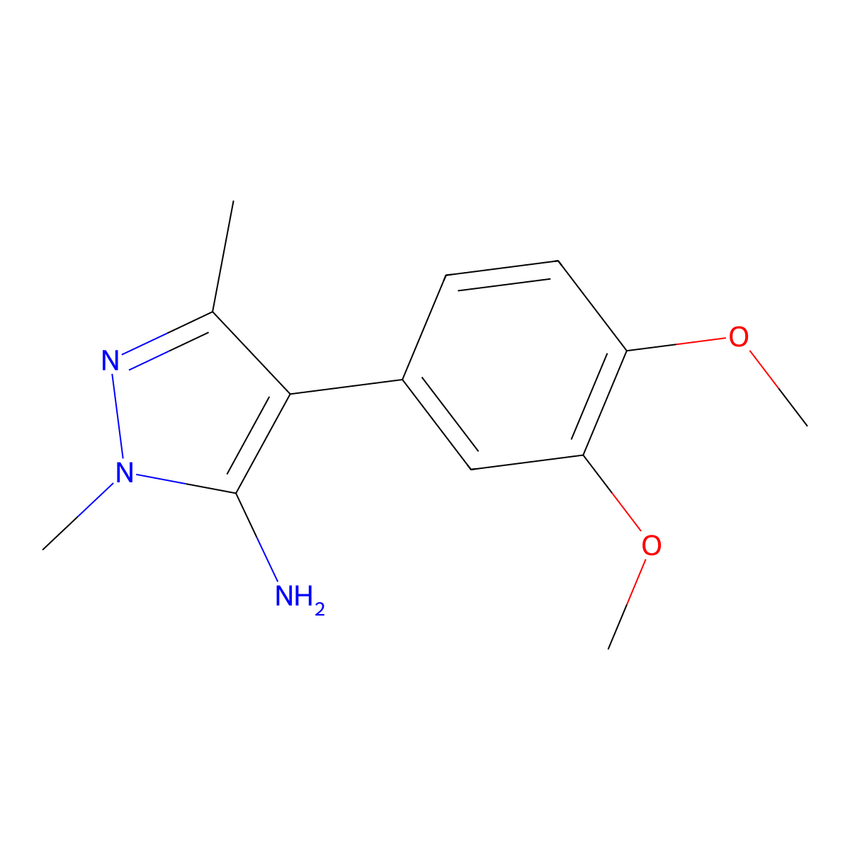 4-(3,4-Dimethoxyphenyl)-1,3-dimethyl-1h-pyrazol-5-amine molecular structure, CAS 312311-35-6