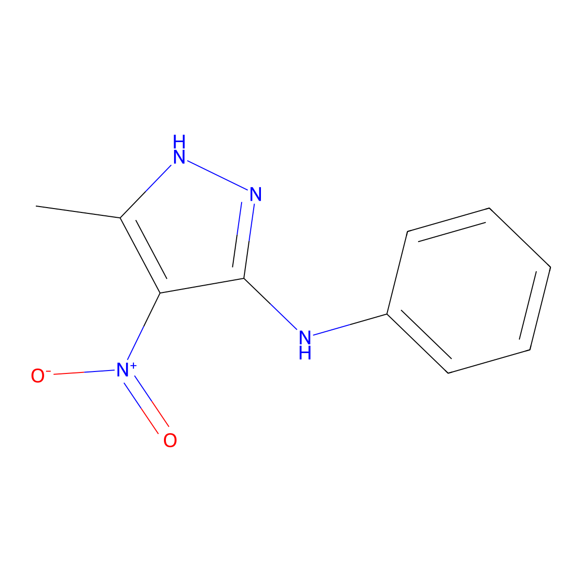 5-methyl-4-nitro-N-phenyl-1H-pyrazol-3-amine molecular structure, CAS 312311-39-0