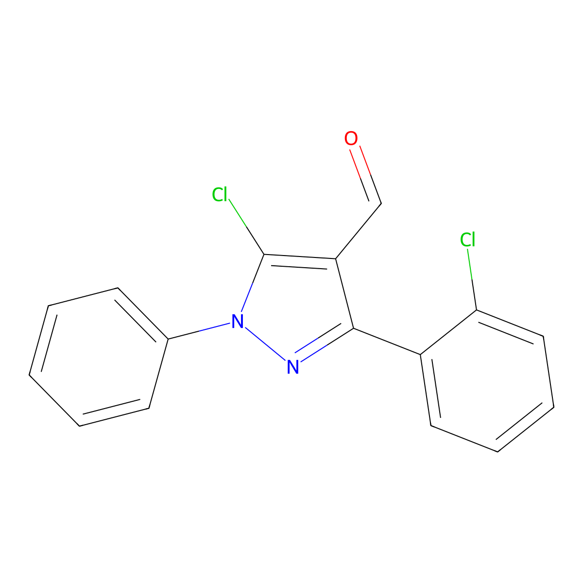 5-chloro-3-(2-chlorophenyl)-1-phenyl-1H-pyrazole-4-carboxaldehyde molecular structure, CAS 312311-47-0