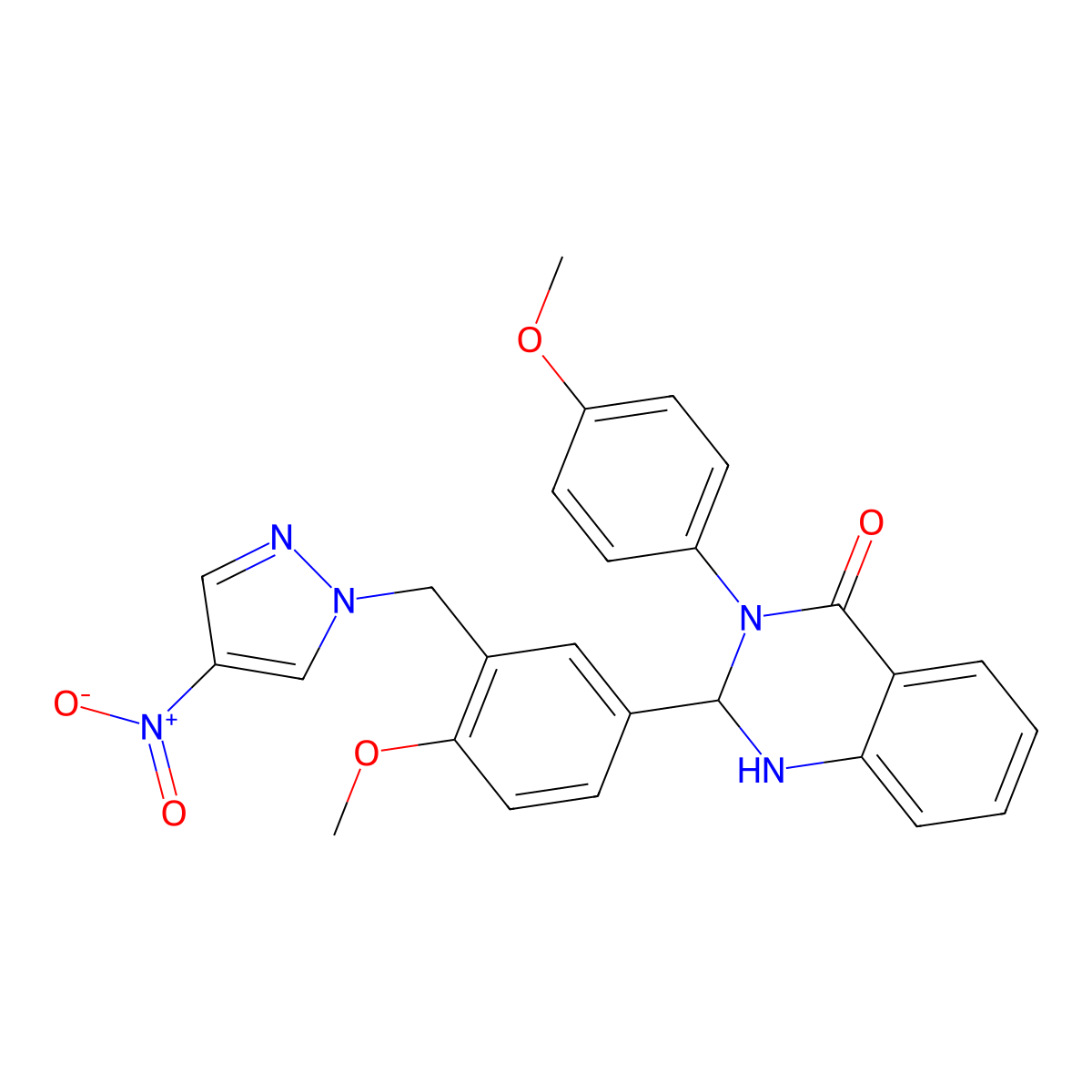2-[4-Methoxy-3-[(4-nitropyrazol-1-yl)methyl]phenyl]-3-(4-methoxyphenyl)-1,2-dihydroquinazolin-4-one molecular structure, CAS 312311-49-2
