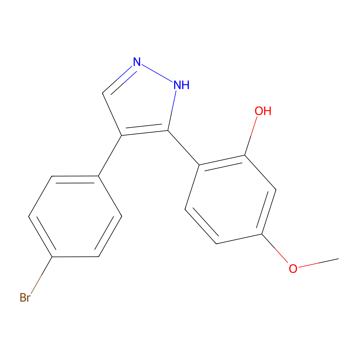2-(4-(4-bromophenyl)-1H-pyrazol-3-yl)-5-methoxyphenol molecular structure, CAS 312311-83-4